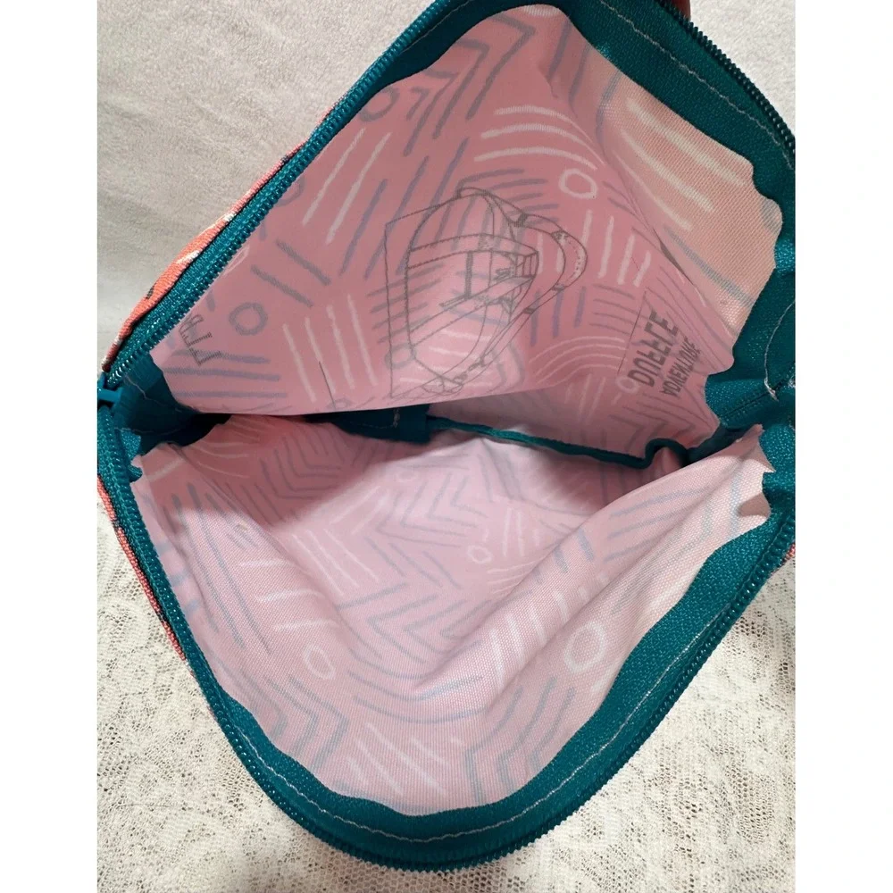 L L Bean Adventure Duffle Bag Small Coral Geometric‎ Print Zippered Pouch